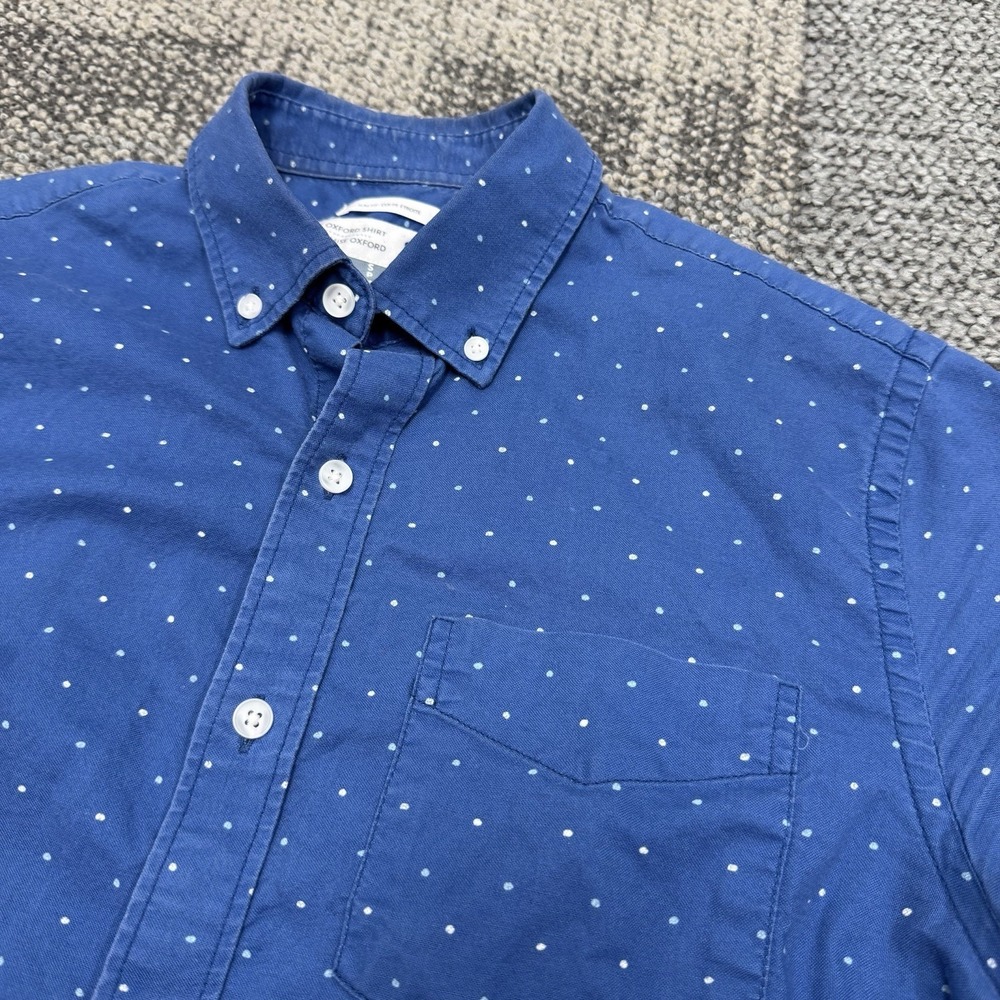 Old Navy Mens Shirt Size S Light Blue‎ Dotted Slim Fit Oxford Short Sleeve
